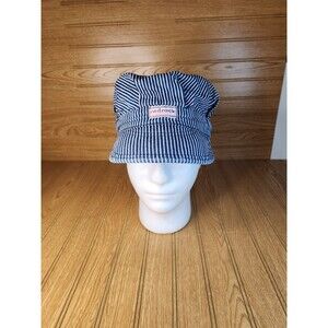 Vintage Hat Red Rock Big Smith Railroad Engineer Cap Conductor Striped Sz Small